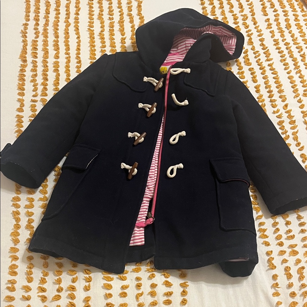 Kids Mini Boden Navy Blue Hooded Coat